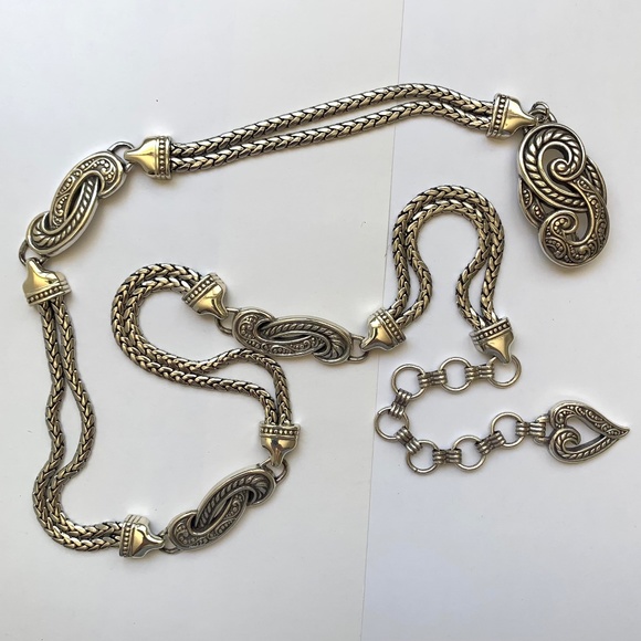 BRIGHTON, vintage silvertone chain belt - Picture 4 of 8